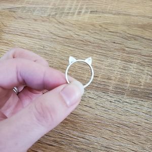 Silver Cat Ears Ring size 7, cat ring, catlover